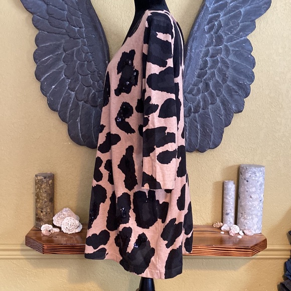 INC Animal Print 3/4 Sleeve Shirt With Sequins - Picture 4 of 6